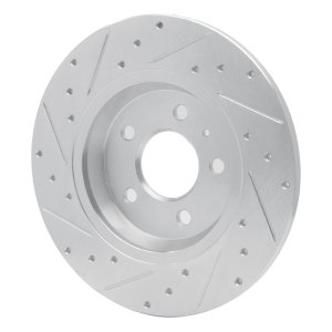 Audi Q5 Brake Rotor (1) - Rear Right - R1 Concepts - Drilled & Slotted - Silver - `08-`25